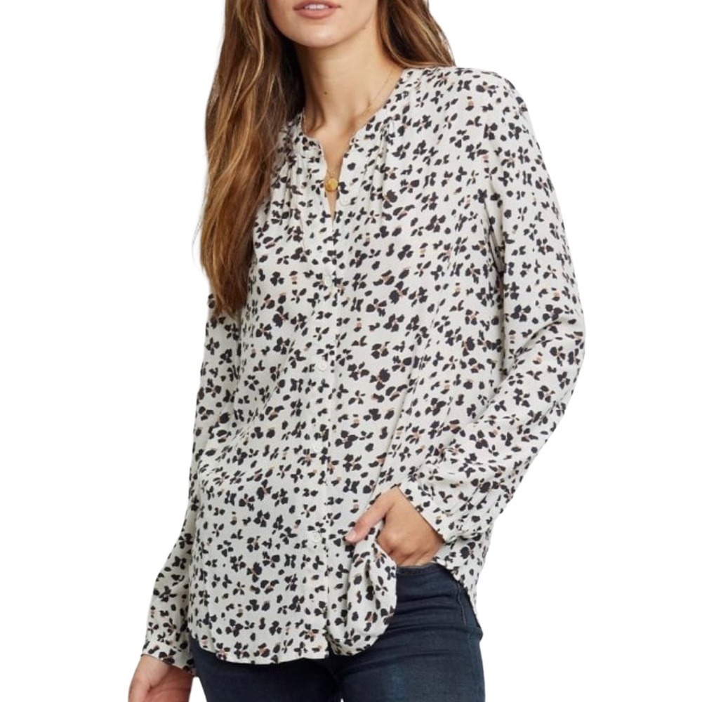 RAILS Eloise Ivory Floral Cheetah Print Viscose Blend Button Down Shirt